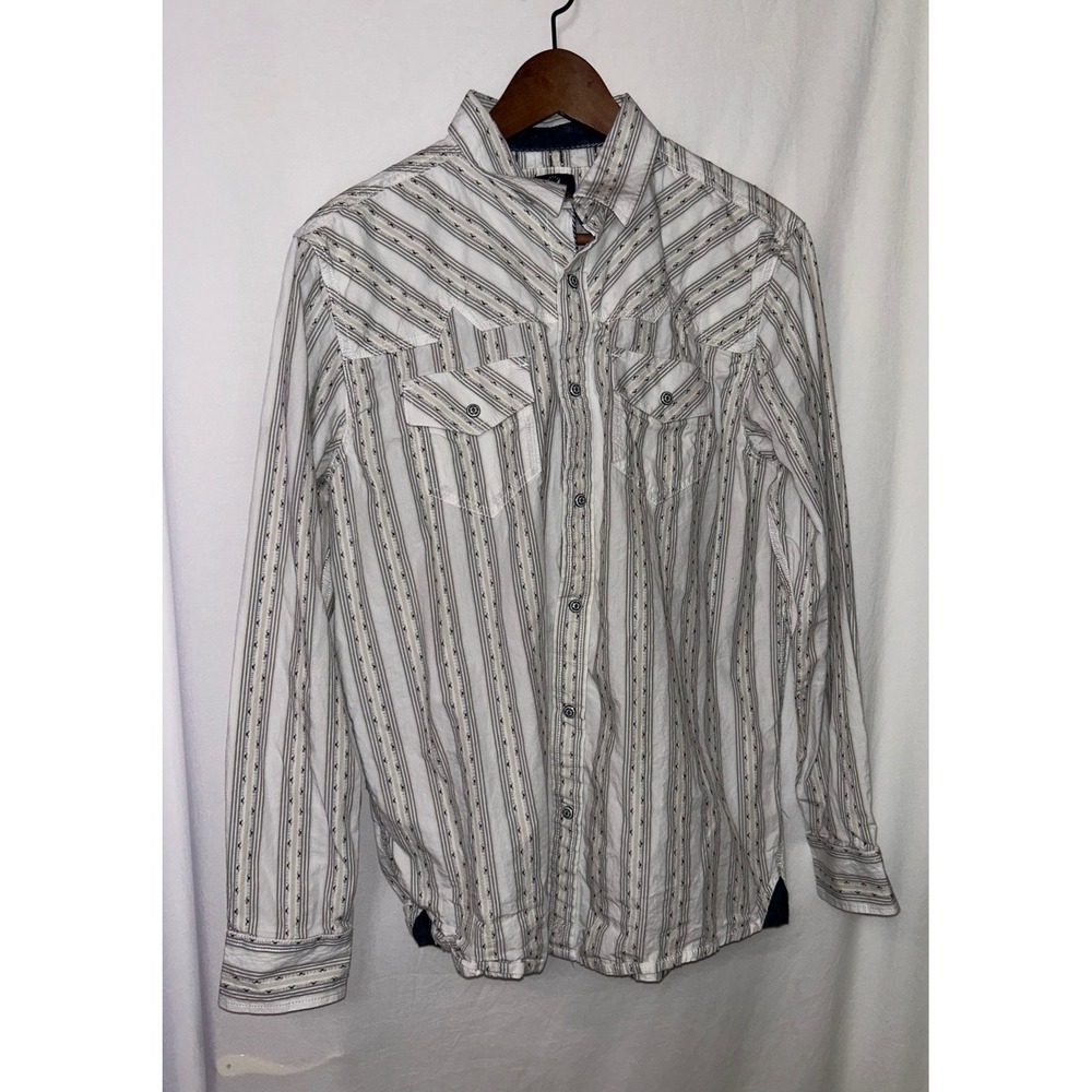 Moonshine Cowboy Western‎ Striped Long Sleeve Shirt Mens Size Medium